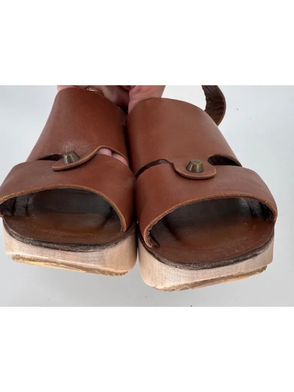 Lili Mill Brown Leather Platform Sandals Women’s Size 40 Italy Adjustable Strap - Picture 6 of 10